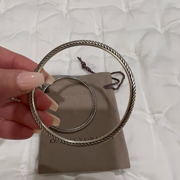 Authentic David Yurman sterling silver cable bangles (2), small - Picture 2 of 6